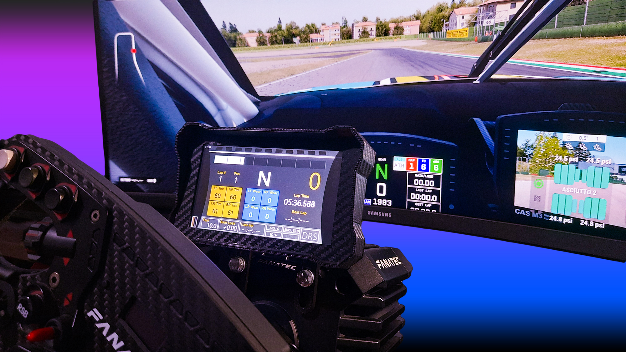 Dashboard Simracing 5" Touchscreen USB PC Carbon DASH Board FLY Sim